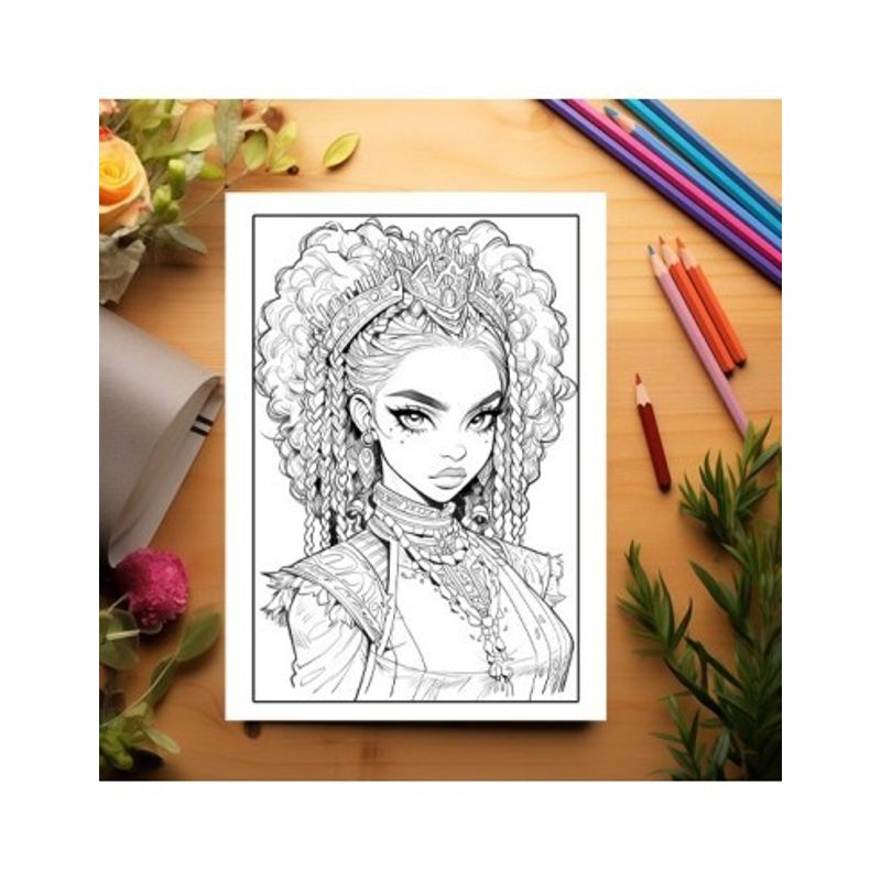 Carti si Birotica - Carti - Carti pentru copii - Carti de colorat - Carte de colorat pentru adulti, 50 de ilustratii, Anime Kings Queens 106 pagini, A5 - Infinity.ro