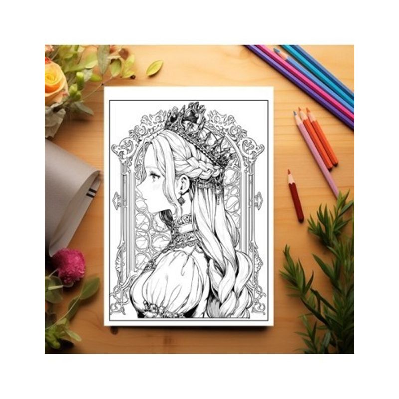 Carti si Birotica - Carti - Carti pentru copii - Carti de colorat - Carte de colorat pentru adulti, 50 de ilustratii, Anime Princesses - Volumul II, 106 pagini, A5 - Infinity.ro