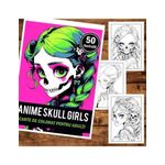 Carti si Birotica - Carti - Carti pentru copii - Carti de colorat - Carte de colorat pentru adulti, 50 de ilustratii, Anime Skull Girls 106 pagini, A5 - Infinity.ro