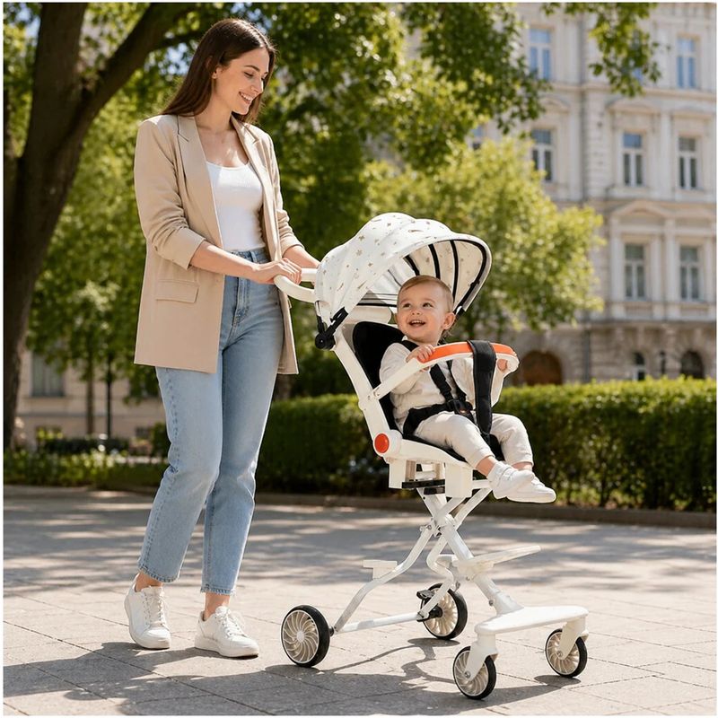 Jucarii, Copii si Bebe - Carucioare si articole de transport - Carucioare - Carucioare sport - Carucior Sport Pliabil KD-2010 pentru copii, ideal pentru calatorii, 6–36 luni, alb - Infinity.ro