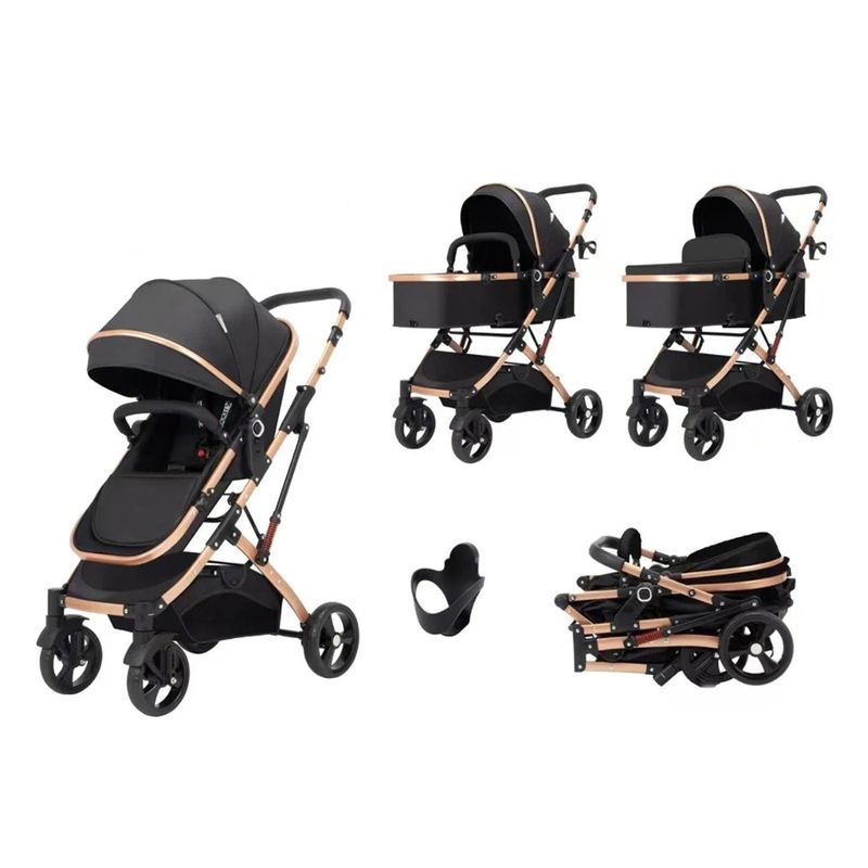 Jucarii, Copii si Bebe - Carucioare si articole de transport - Carucioare - Carucioare 2 in 1 - Carucior 2 in 1 pliabil si reversibil pentru bebelusi, cu cos de depozitare, 0-36 luni, pana la 15 kg, gri - Infinity.ro