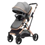 Jucarii, Copii si Bebe - Carucioare si articole de transport - Carucioare - Carucioare 2 in 1 - Carucior 2 in 1 pliabil si reversibil pentru bebelusi, cu cos de depozitare, 0-36 luni, pana la 15 kg, gri - Infinity.ro