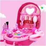 Jucarii, Copii si Bebe - Jucarii si jocuri - Jucarii de rol - Frumusete, bijuterii si accesorii fetite - Set Machiaj de jucarie pentru fete, valiza 2 in 1 transformabila, 36 piese, 3+, roz - Infinity.ro