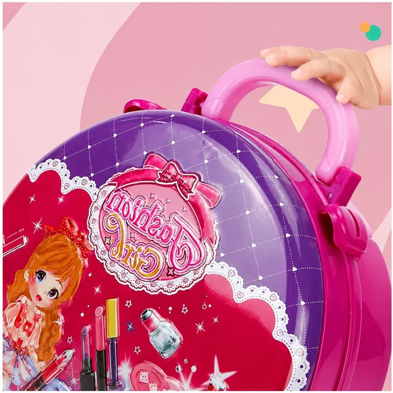 Jucarii, Copii si Bebe - Jucarii si jocuri - Jucarii de rol - Frumusete, bijuterii si accesorii fetite - Set Machiaj de jucarie pentru fete, valiza 2 in 1 transformabila, 36 piese, 3+, roz - Infinity.ro