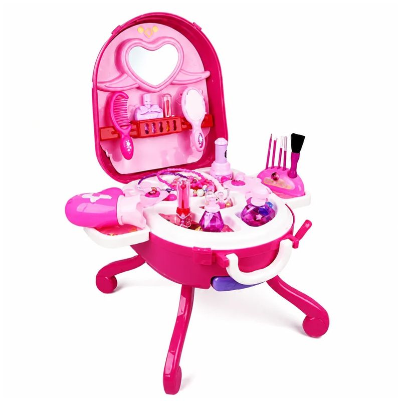 Jucarii, Copii si Bebe - Jucarii si jocuri - Jucarii de rol - Frumusete, bijuterii si accesorii fetite - Set Machiaj de jucarie pentru fete, valiza 2 in 1 transformabila, 36 piese, 3+, roz - Infinity.ro