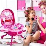 Jucarii, Copii si Bebe - Jucarii si jocuri - Jucarii de rol - Frumusete, bijuterii si accesorii fetite - Set Machiaj de jucarie pentru fete, valiza 2 in 1 transformabila, 36 piese, 3+, roz - Infinity.ro