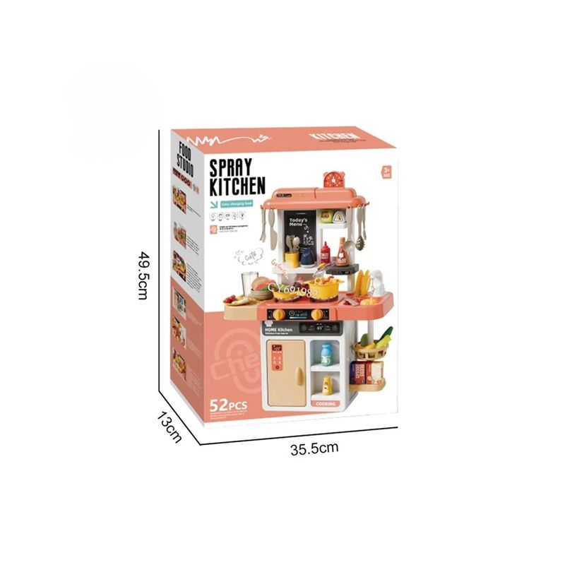Jucarii, Copii si Bebe - Jucarii si jocuri - Jucarii de rol - Bucatarii copii - Set Bucatarie de jucarie pentru copii, cu sunete, lumini si abur, 52 piese, 3+, multicolor - Infinity.ro