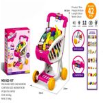 Jucarii, Copii si Bebe - Jucarii si jocuri - Jucarii de rol - Set joaca supermarket - Carucior de cumparaturi pentru copii, cu sunete si lumini, 42 piese, 3+, multicolor - Infinity.ro