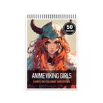 Carti si Birotica - Carti - Carti pentru copii - Carti de colorat - Carte de colorat pentru adulti, 50 de ilustratii, Anime Vikings, 106 pagini, A5 - Infinity.ro