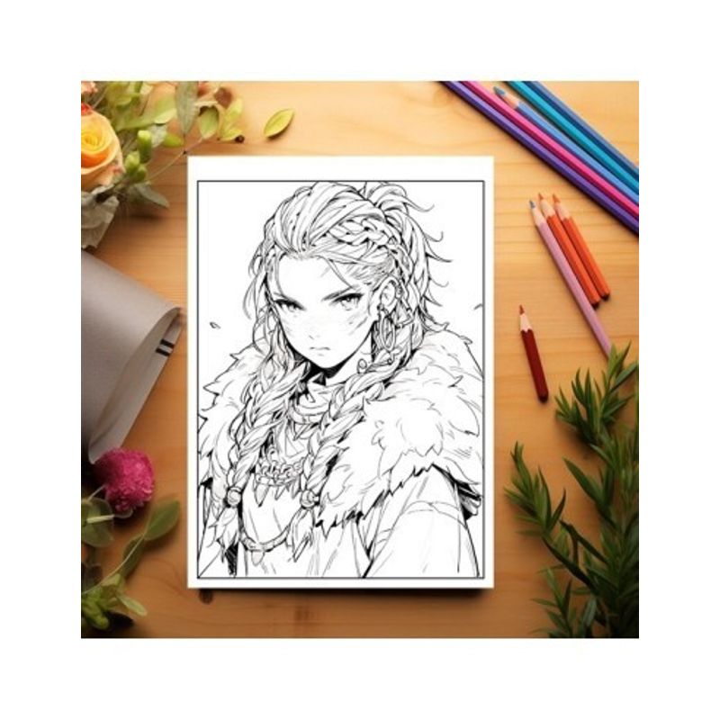 Carti si Birotica - Carti - Carti pentru copii - Carti de colorat - Carte de colorat pentru adulti, 50 de ilustratii, Anime Vikings, 106 pagini, A5 - Infinity.ro