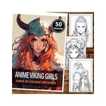 Carti si Birotica - Carti - Carti pentru copii - Carti de colorat - Carte de colorat pentru adulti, 50 de ilustratii, Anime Vikings, 106 pagini, A5 - Infinity.ro