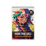 Carti si Birotica - Carti - Carti pentru copii - Carti de colorat - Carte de colorat pentru adulti, 50 de ilustratii, Anime Tribe Girls, 106 pagini, A5 - Infinity.ro