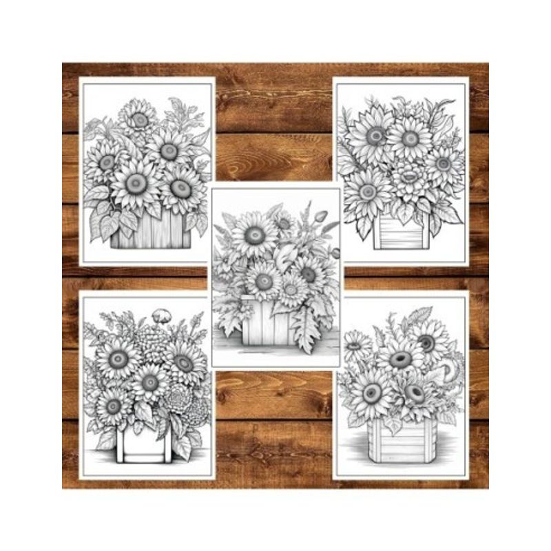 Carti si Birotica - Carti - Carti pentru copii - Carti de colorat - Carte de colorat pentru adulti, 50 de ilustratii, Aranjamente Florale - Volumul I, 106 pagini, A5 - Infinity.ro