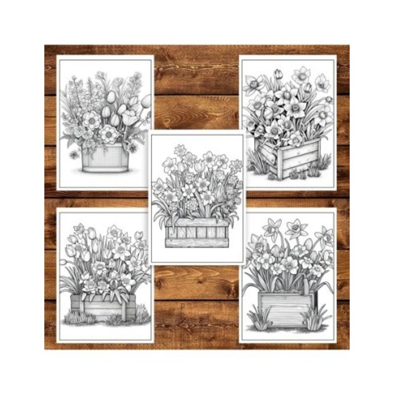 Carti si Birotica - Carti - Carti pentru copii - Carti de colorat - Carte de colorat pentru adulti, 50 de ilustratii, Aranjamente Florale - Volumul I, 106 pagini, A5 - Infinity.ro