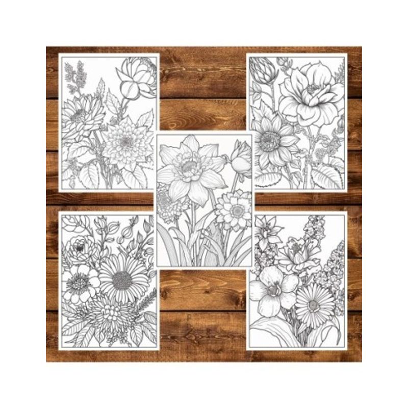 Carti si Birotica - Carti - Carti pentru copii - Carti de colorat - Carte de colorat pentru adulti, 50 de ilustratii, Aranjamente Florale - Volumul II, 106 pagini, A5 - Infinity.ro