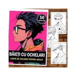 Carti si Birotica - Carti - Carti pentru copii - Carti de colorat - Carte de colorat pentru adulti, 50 de ilustratii, Baieti cu ochelari, 106 pagini, A5 - Infinity.ro