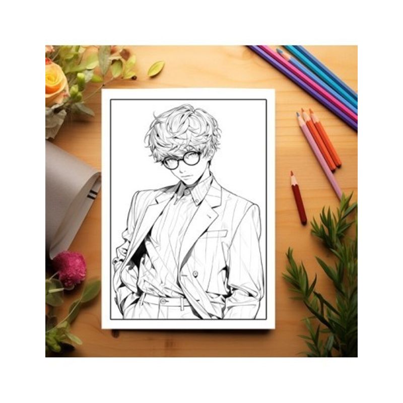 Carti si Birotica - Carti - Carti pentru copii - Carti de colorat - Carte de colorat pentru adulti, 50 de ilustratii, Baieti cu ochelari, 106 pagini, A5 - Infinity.ro