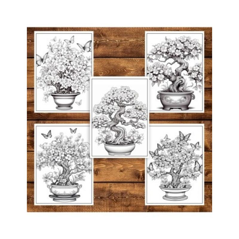 Carti si Birotica - Carti - Carti pentru copii - Carti de colorat - Carte de colorat pentru adulti, 50 de ilustratii, Bonsai, 106 pagini, A5 - Infinity.ro