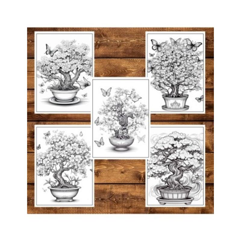 Carti si Birotica - Carti - Carti pentru copii - Carti de colorat - Carte de colorat pentru adulti, 50 de ilustratii, Bonsai, 106 pagini, A5 - Infinity.ro