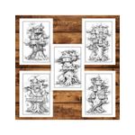 Carti si Birotica - Carti - Carti pentru copii - Carti de colorat - Carte de colorat pentru adulti, 50 de ilustratii, Case in copac, 106 pagini, A5 - Infinity.ro