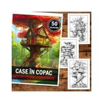 Carti si Birotica - Carti - Carti pentru copii - Carti de colorat - Carte de colorat pentru adulti, 50 de ilustratii, Case in copac, 106 pagini, A5 - Infinity.ro