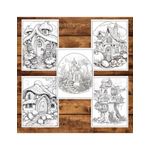 Carti si Birotica - Carti - Carti pentru copii - Carti de colorat - Carte de colorat pentru adulti, 50 de ilustratii, Case fermecatoare, 106 pagini, A5 - Infinity.ro