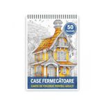 Carti si Birotica - Carti - Carti pentru copii - Carti de colorat - Carte de colorat pentru adulti, 50 de ilustratii, Case fermecatoare, 106 pagini, A5 - Infinity.ro