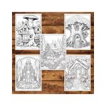Carti si Birotica - Carti - Carti pentru copii - Carti de colorat - Carte de colorat pentru adulti, 50 de ilustratii, Case fermecatoare, 106 pagini, A5 - Infinity.ro