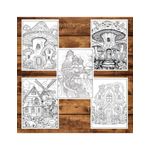 Carti si Birotica - Carti - Carti pentru copii - Carti de colorat - Carte de colorat pentru adulti, 50 de ilustratii, Case fermecatoare, 106 pagini, A5 - Infinity.ro