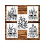 Carti si Birotica - Carti - Carti pentru copii - Carti de colorat - Carte de colorat pentru adulti, 50 de ilustratii, Case bantuite, 106 pagini, A5 - Infinity.ro