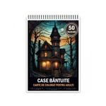 Carti si Birotica - Carti - Carti pentru copii - Carti de colorat - Carte de colorat pentru adulti, 50 de ilustratii, Case bantuite, 106 pagini, A5 - Infinity.ro