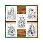Carti si Birotica - Carti - Carti pentru copii - Carti de colorat - Carte de colorat pentru adulti, 50 de ilustratii, Case in ruine, 106 pagini, A5 - Infinity.ro