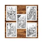 Carti si Birotica - Carti - Carti pentru copii - Carti de colorat - Carte de colorat pentru adulti, 50 de ilustratii, Case pitoresti, 106 pagini, A5 - Infinity.ro