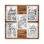 Carti si Birotica - Carti - Carti pentru copii - Carti de colorat - Carte de colorat pentru adulti, 50 de ilustratii, Case pitoresti, 106 pagini, A5 - Infinity.ro