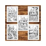 Carti si Birotica - Carti - Carti pentru copii - Carti de colorat - Carte de colorat pentru adulti, 50 de ilustratii, Case pitoresti, 106 pagini, A5 - Infinity.ro