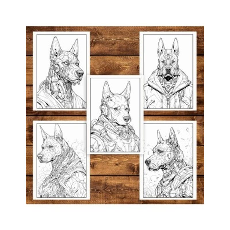 Carti si Birotica - Carti - Carti pentru copii - Carti de colorat - Carte de colorat pentru adulti, 50 de ilustratii, Cyborg Dogs, 106 pagini, A5 - Infinity.ro