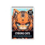 Carti si Birotica - Carti - Carti pentru copii - Carti de colorat - Carte de colorat pentru adulti, 50 de ilustratii, Cyborg Cats, 106 pagini, A5 - Infinity.ro