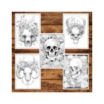 Carti si Birotica - Carti - Carti pentru copii - Carti de colorat - Carte de colorat pentru adulti, 50 de ilustratii, Cranii Florale, 106 pagini, A5 - Infinity.ro