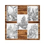 Carti si Birotica - Carti - Carti pentru copii - Carti de colorat - Carte de colorat pentru adulti, 50 de ilustratii, Castele, 106 pagini, A5 - Infinity.ro