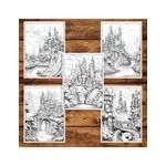 Carti si Birotica - Carti - Carti pentru copii - Carti de colorat - Carte de colorat pentru adulti, 50 de ilustratii, Castele, 106 pagini, A5 - Infinity.ro