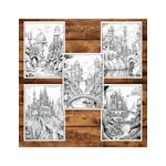 Carti si Birotica - Carti - Carti pentru copii - Carti de colorat - Carte de colorat pentru adulti, 50 de ilustratii, Castele, 106 pagini, A5 - Infinity.ro