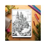 Carti si Birotica - Carti - Carti pentru copii - Carti de colorat - Carte de colorat pentru adulti, 50 de ilustratii, Castele, 106 pagini, A5 - Infinity.ro