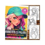 Carti si Birotica - Carti - Carti pentru copii - Carti de colorat - Carte de colorat pentru adulti, 50 de ilustratii, Fete cu palarii, 106 pagini, A5 - Infinity.ro