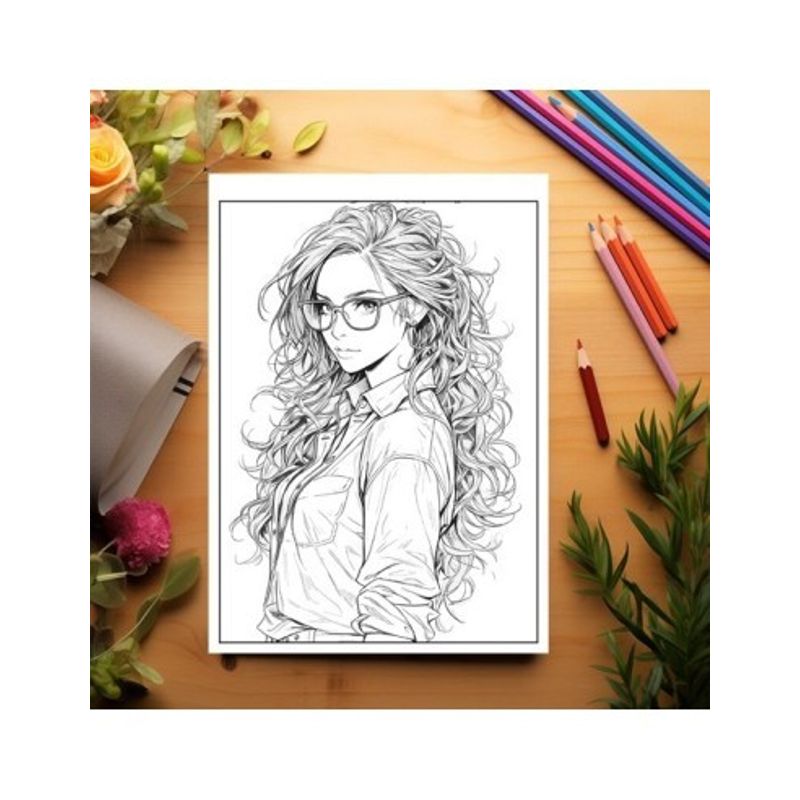 Carti si Birotica - Carti - Carti pentru copii - Carti de colorat - Carte de colorat pentru adulti, 50 de ilustratii, Fete cu ochelari, 106 pagini, A5 - Infinity.ro
