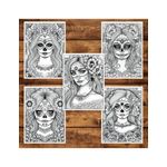 Carti si Birotica - Carti - Carti pentru copii - Carti de colorat - Carte de colorat pentru adulti, 50 de ilustratii, Dia de Los Muertos - Volumul I, 106 pagini, A5 - Infinity.ro