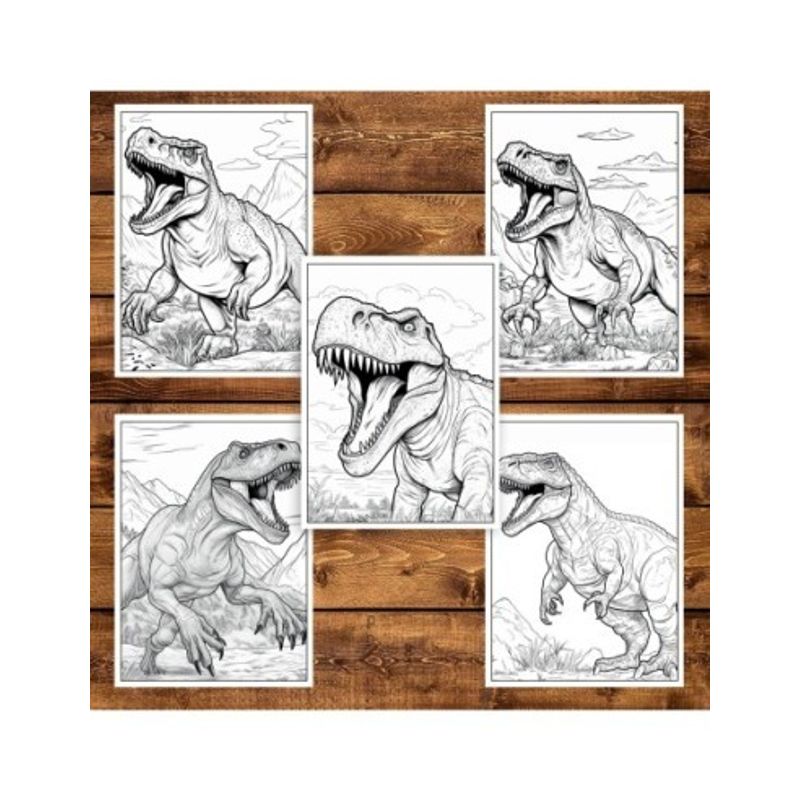 Carti si Birotica - Carti - Carti pentru copii - Carti de colorat - Carte de colorat pentru adulti, 50 de ilustratii, Dinozauri, 106 pagini, A5 - Infinity.ro