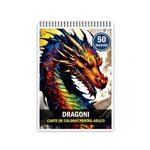 Carti si Birotica - Carti - Carti pentru copii - Carti de colorat - Carte de colorat pentru adulti, 50 de ilustratii, Dragoni, 106 pagini, A5 - Infinity.ro
