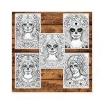Carti si Birotica - Carti - Carti pentru copii - Carti de colorat - Carte de colorat pentru adulti, 50 de ilustratii, Dia de Los Muertos - Volumul I, 106 pagini, A5 - Infinity.ro