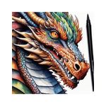 Carti si Birotica - Carti - Carti pentru copii - Carti de colorat - Carte de colorat pentru adulti, 50 de ilustratii, Dragoni, 106 pagini, A5 - Infinity.ro