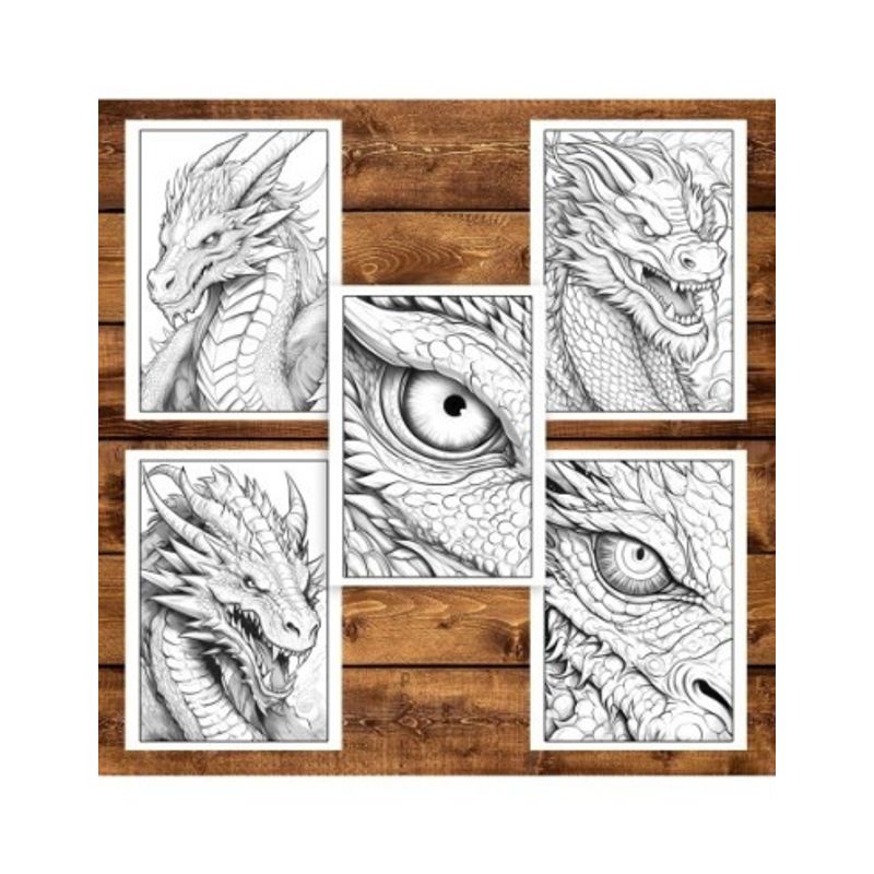 Carti si Birotica - Carti - Carti pentru copii - Carti de colorat - Carte de colorat pentru adulti, 50 de ilustratii, Dragoni, 106 pagini, A5 - Infinity.ro